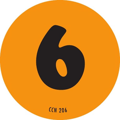 2" Color Code Number "6" Label - Fluorescent Orange, 500/Roll