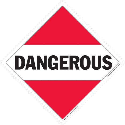 10 3/4" x 10 3/4" DOT Hazmat Placard - Dangerous, Red & White/Black, 25/Package
