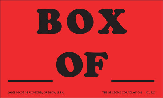 3" x 5" Shipping & Packaging Label - Box __ of __, Fluorescent Red/Black, 500/Roll