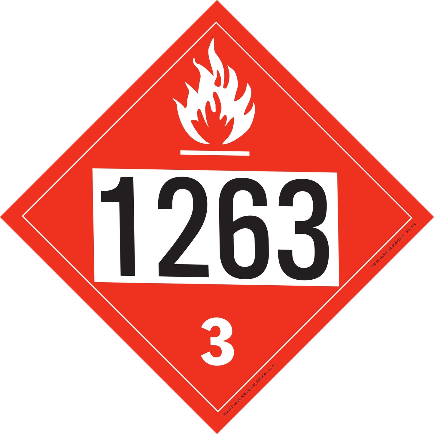 10 3/4" x 10 3/4" DOT 4-Digit Placard - 1263, Red/Black, Vinyl, 25/Package