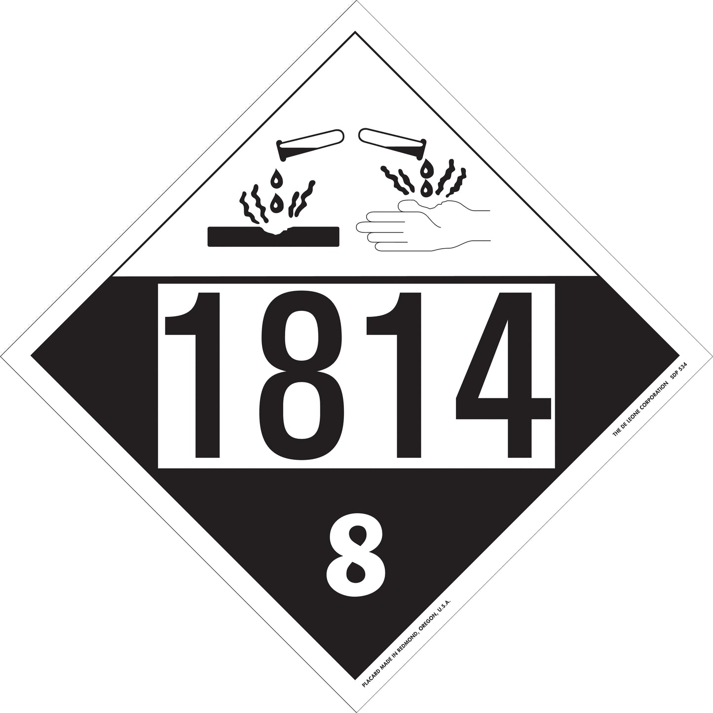 10 3/4" x 10 3/4" DOT 4-Digit Placard - 1814, White & Black, Vinyl, 25/Package