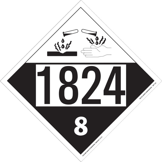 10 3/4" x 10 3/4" DOT 4-Digit Placard - 1824, White & Black, Vinyl, 25/Package