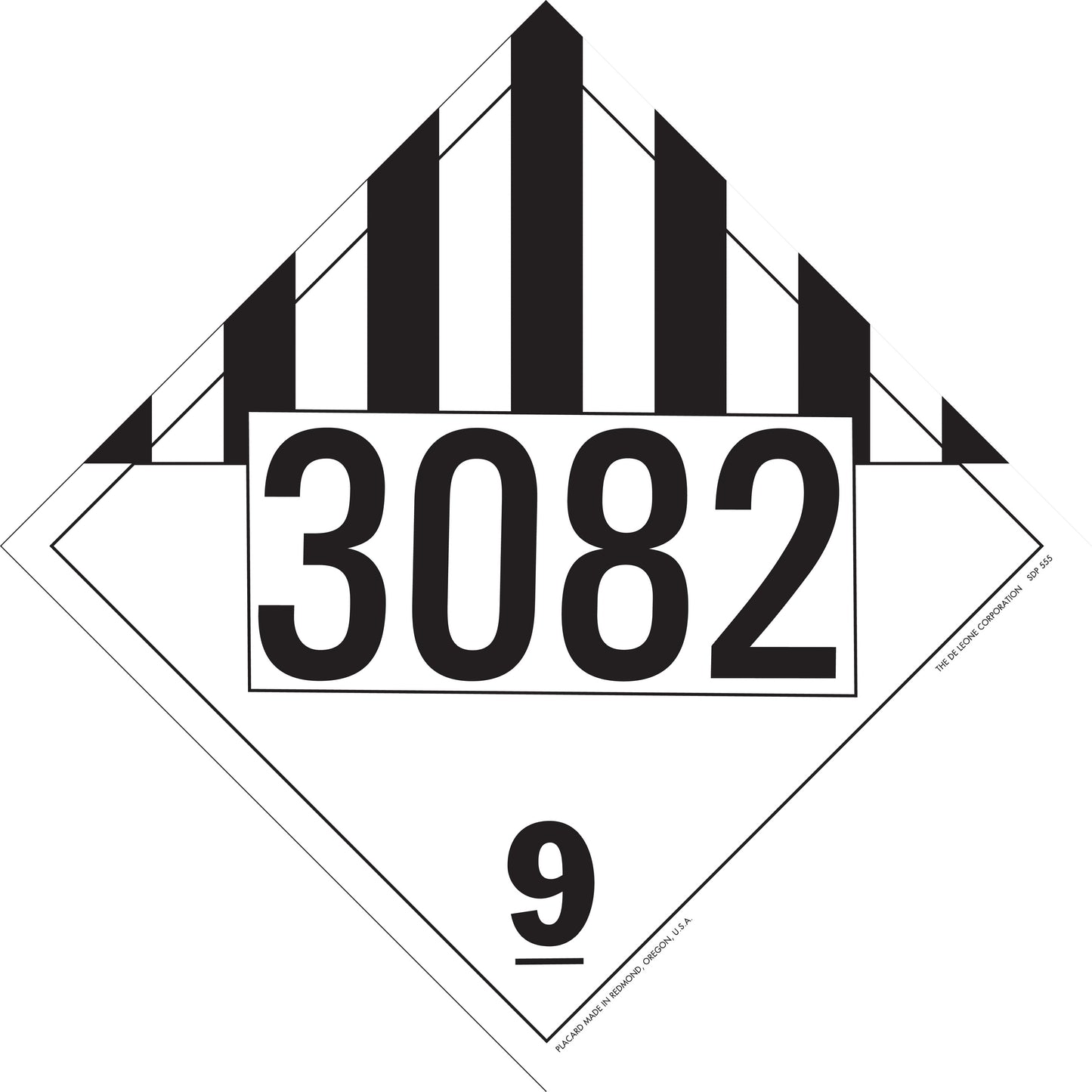 10 3/4" x 10 3/4" DOT 4-Digit Placard - 3082, White & Black, Vinyl, 25/Package