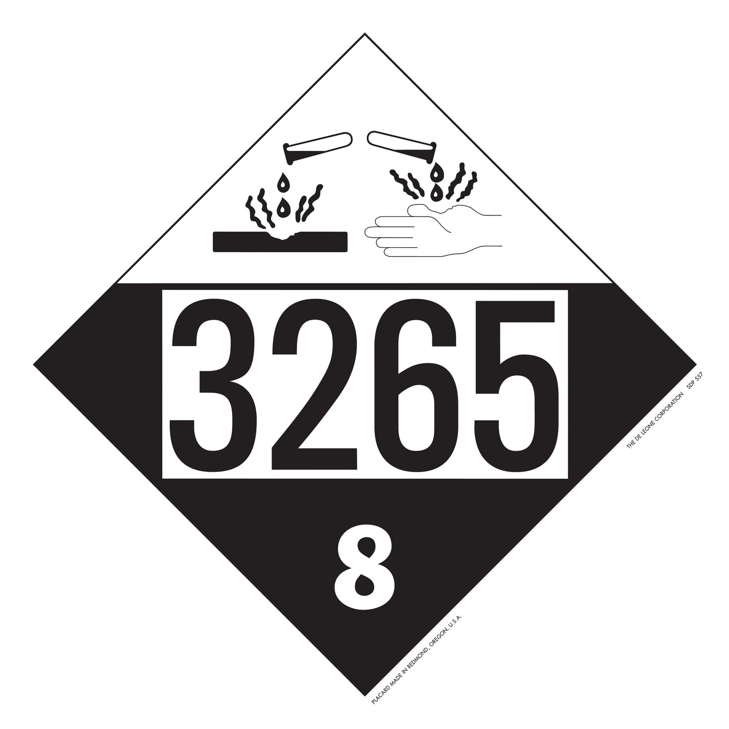 10 3/4" x 10 3/4" DOT 4-Digit Placard - 3265, White & Black, Vinyl, 25/Package