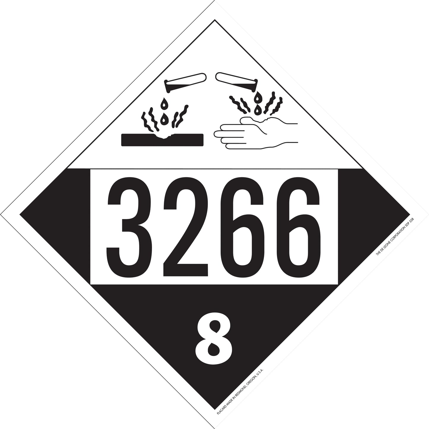 10 3/4" x 10 3/4" DOT 4-Digit Placard - 3266, White & Black, Vinyl, 25/Package