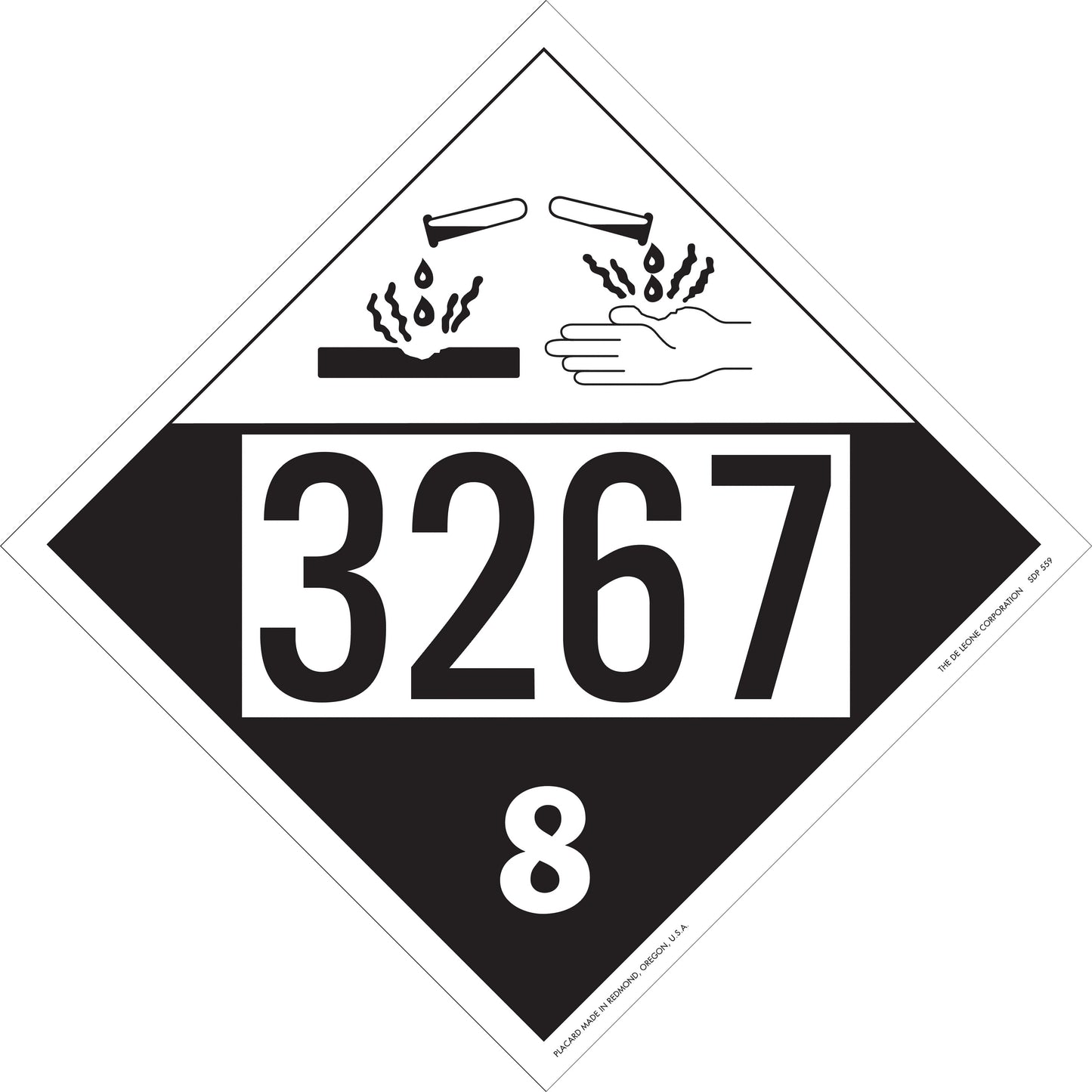 10 3/4" x 10 3/4" DOT 4-Digit Placard - 3267, White & Black, Vinyl, 25/Package