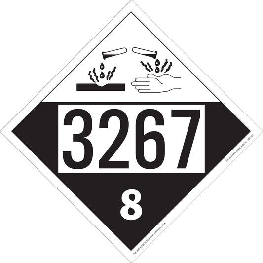 10 3/4" x 10 3/4" DOT 4-Digit Placard - 3267, White & Black, Vinyl, 25/Package