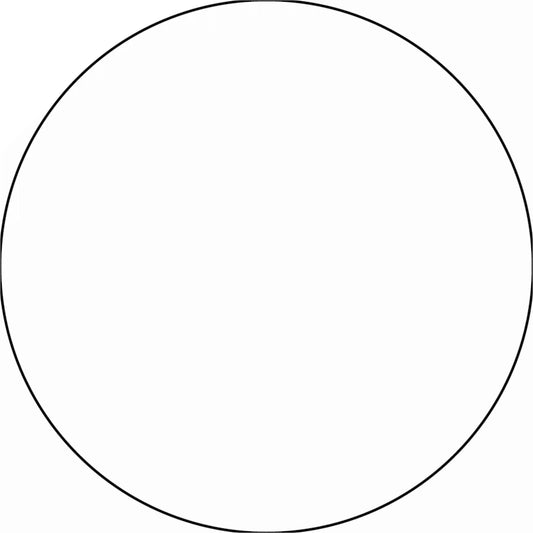 Perfect circle with a thin black outline.
