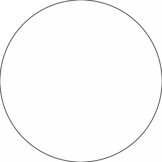 Perfect circle with a thin black outline.