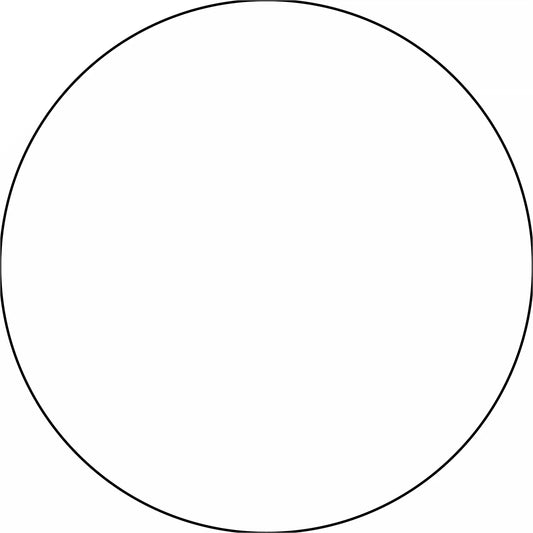 Perfect circle with a thin black outline.