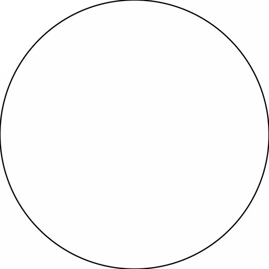 Perfect circle with a thin black outline.