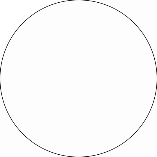 Perfect circle with a thin black outline.