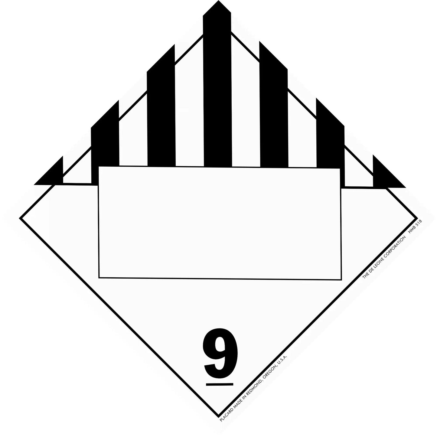Hazardous materials warning placard with number 9 indicating miscellaneous dangerous goods.