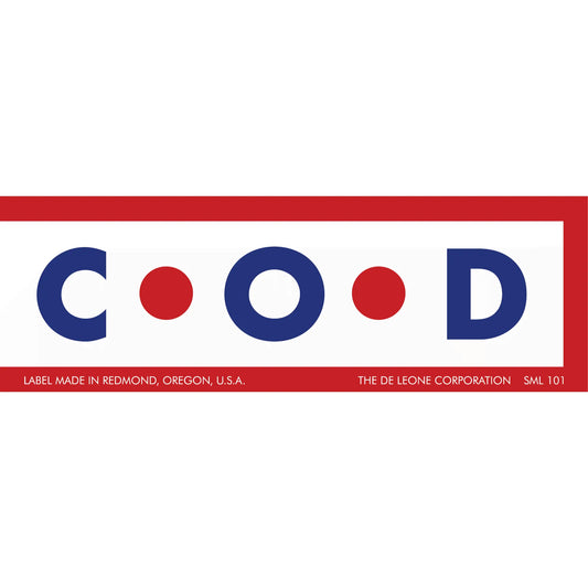 Simple logo design spelling ’COOD’ with red dots between letters on a white background with red borders.