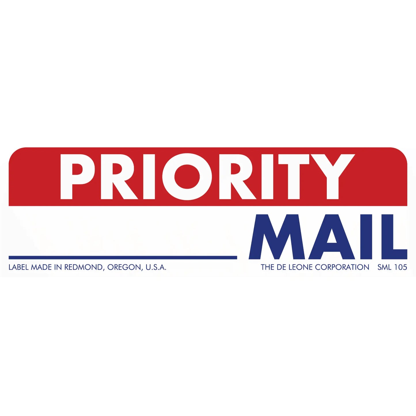 Priority Mail label with red and blue text.