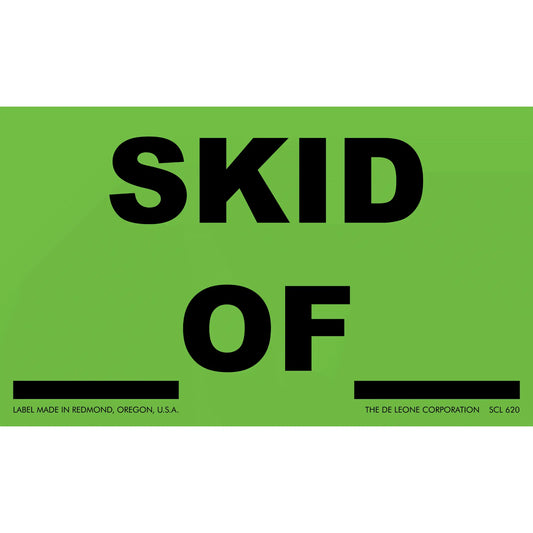 Black text reading ’SKID OF’ on a bright green label.