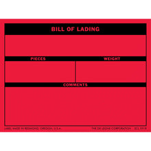 Red bill of lading form with black header bars and blank spaces for shipping details.