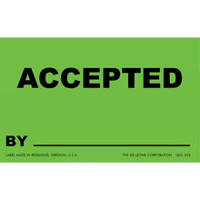 Fluorescent Green Accepted Labels with Signature Line