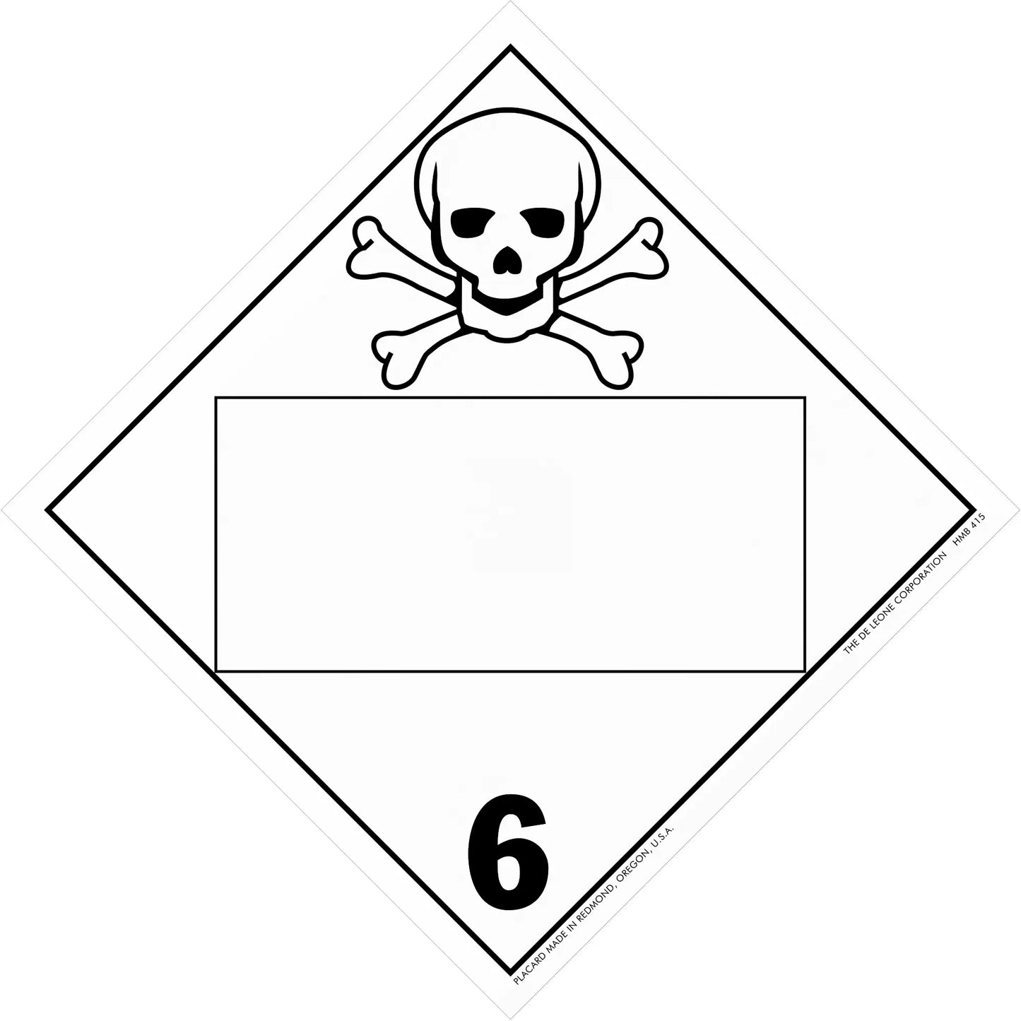 Warning sign with a skull and crossbones symbol and the number 6.