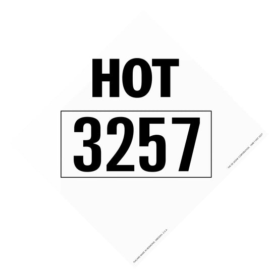 Black text displaying ’HOT 3257’’ with the numbers enclosed in a rectangular box.