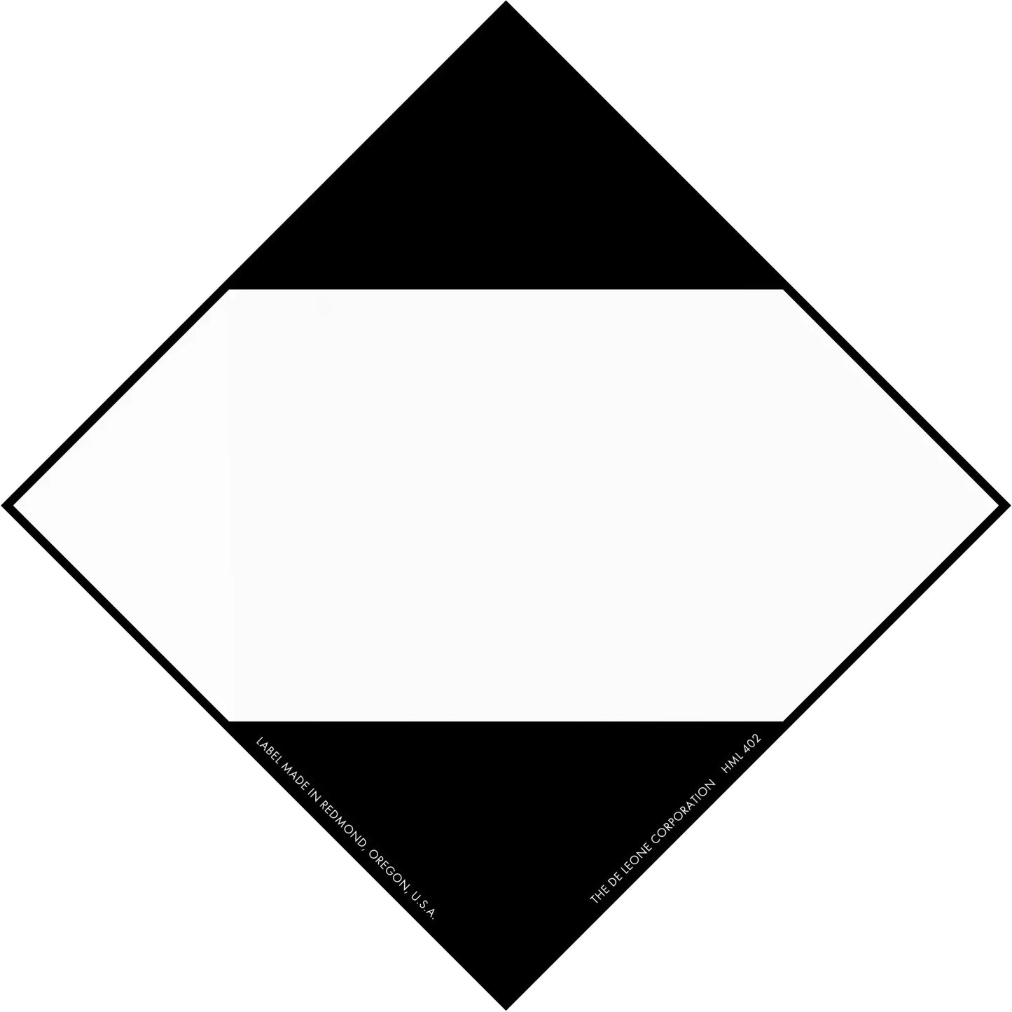 Diamond-shaped symbol with black triangles at top and bottom and a white center band.