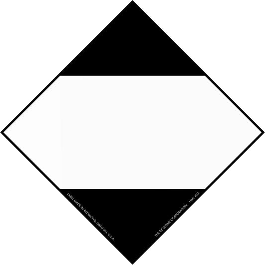 Diamond-shaped symbol with black triangles at top and bottom and a white center band.