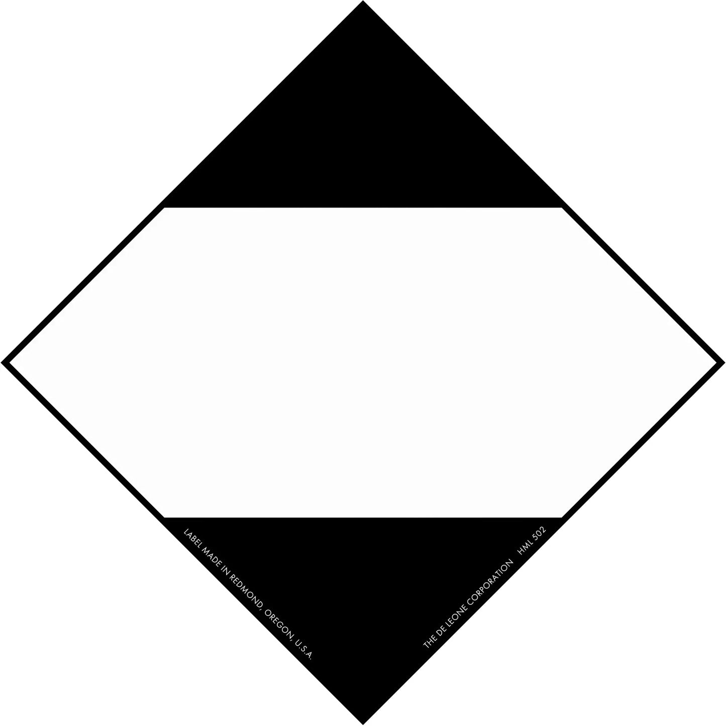 Diamond-shaped symbol with black triangles at top and bottom and a white center band.