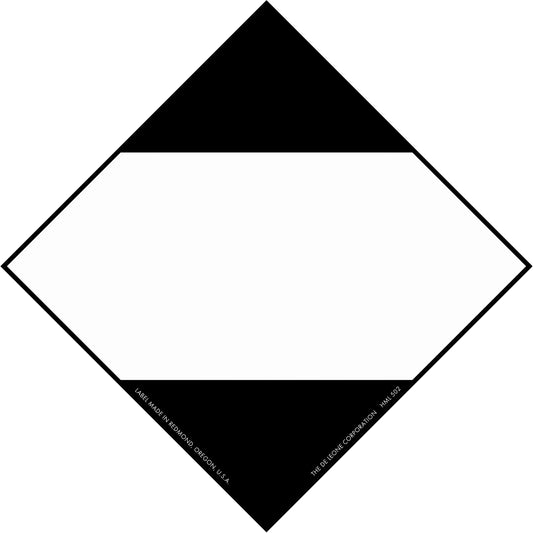 Diamond-shaped symbol with black triangles at top and bottom and a white center band.