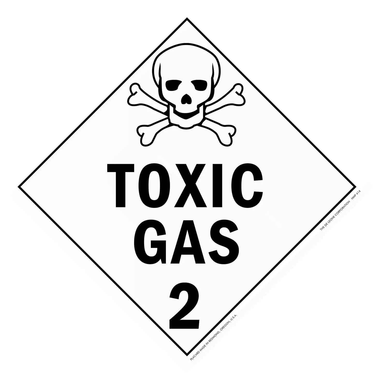 Warning sign for toxic gas with skull and crossbones symbol.