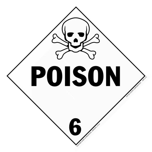 Warning sign with skull and crossbones symbol indicating poison hazard class 6.
