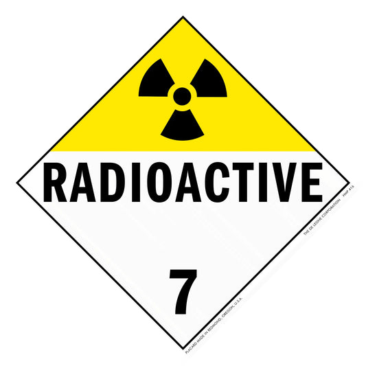 Warning sign for radioactive materials with hazard class 7 designation.
