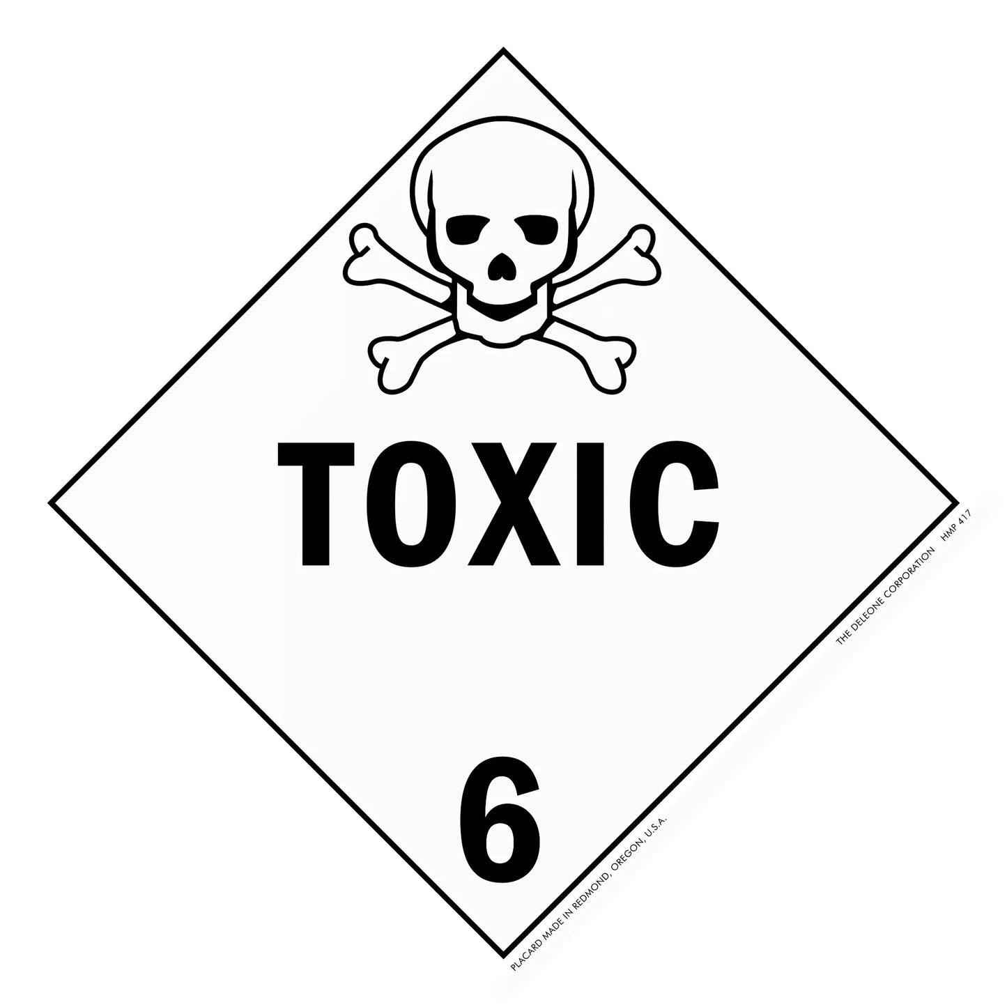Warning sign with skull and crossbones symbol indicating toxic hazard class 6.
