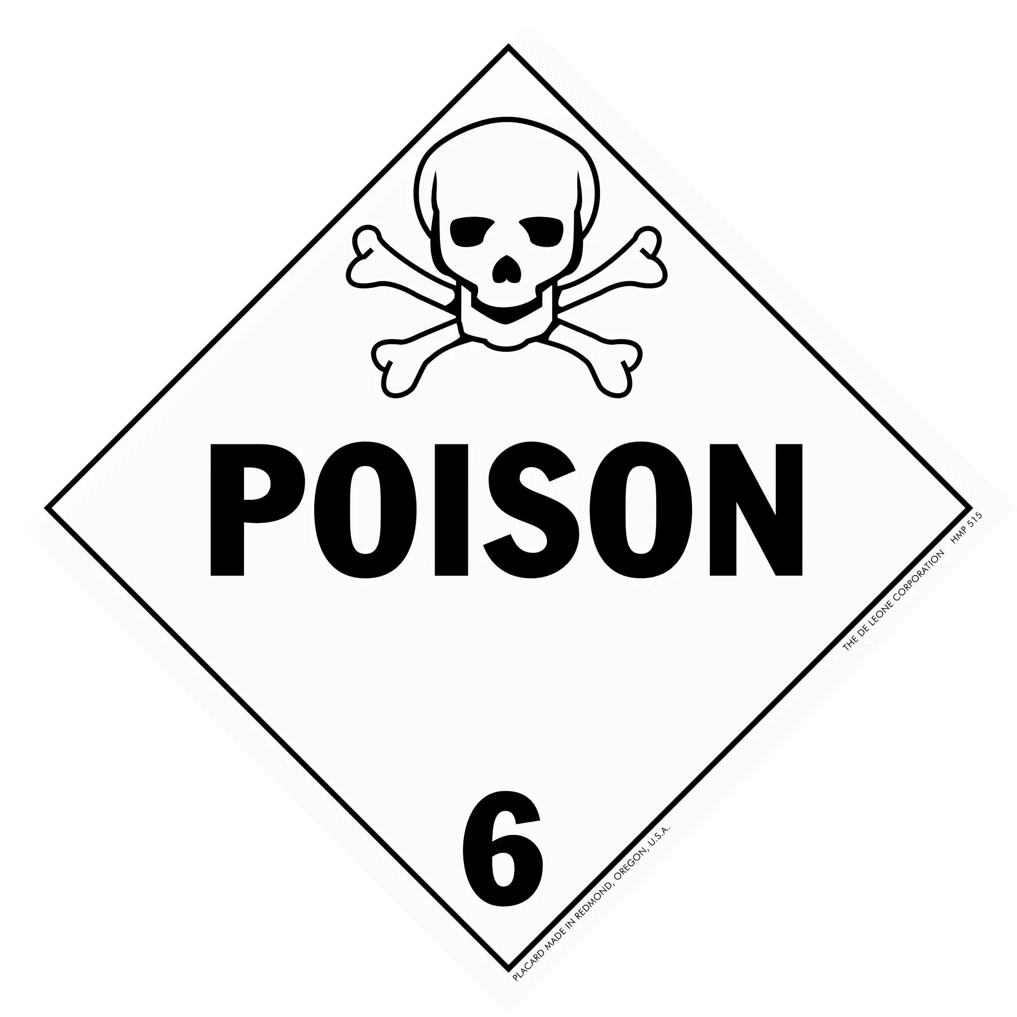 Warning sign with skull and crossbones symbol indicating poison hazard class 6.