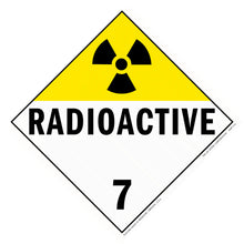 Warning sign for radioactive materials with hazard class 7 designation.