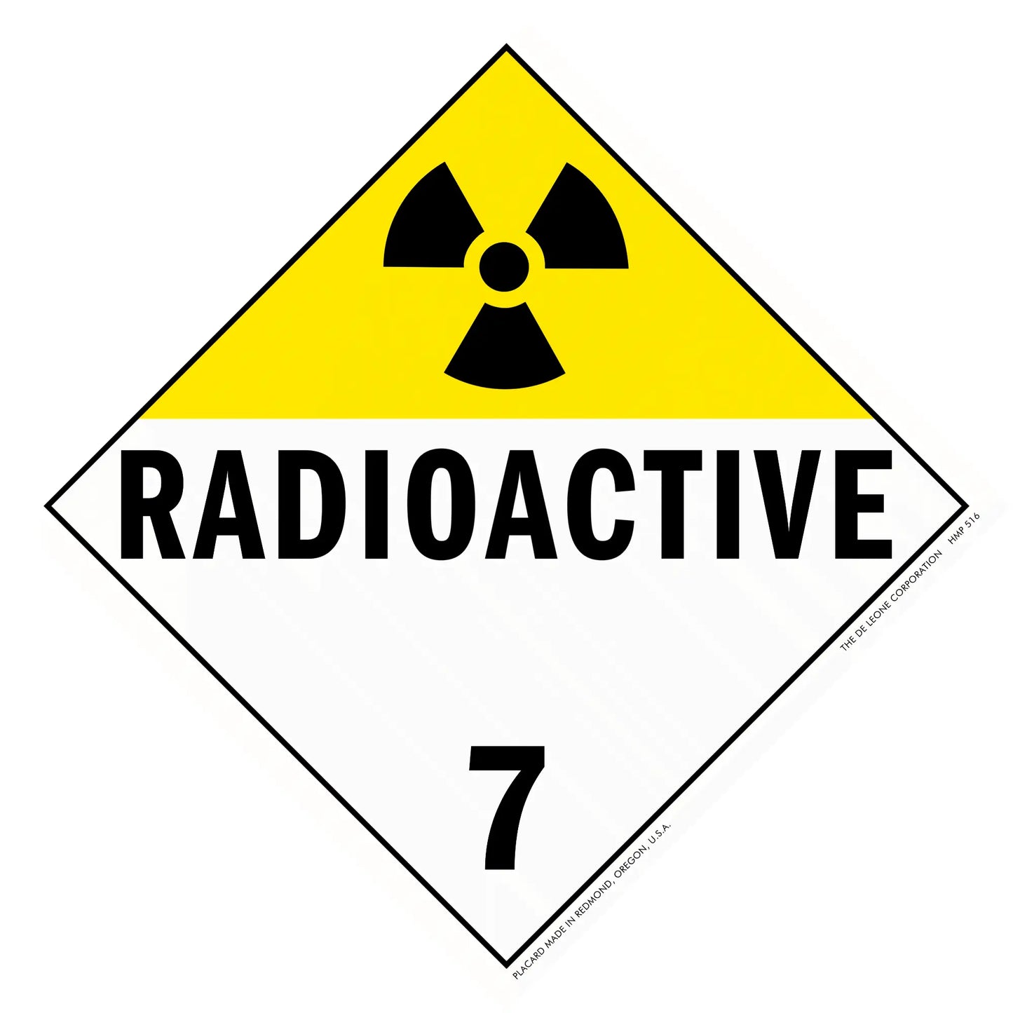 Warning sign for radioactive materials with hazard class 7 designation.