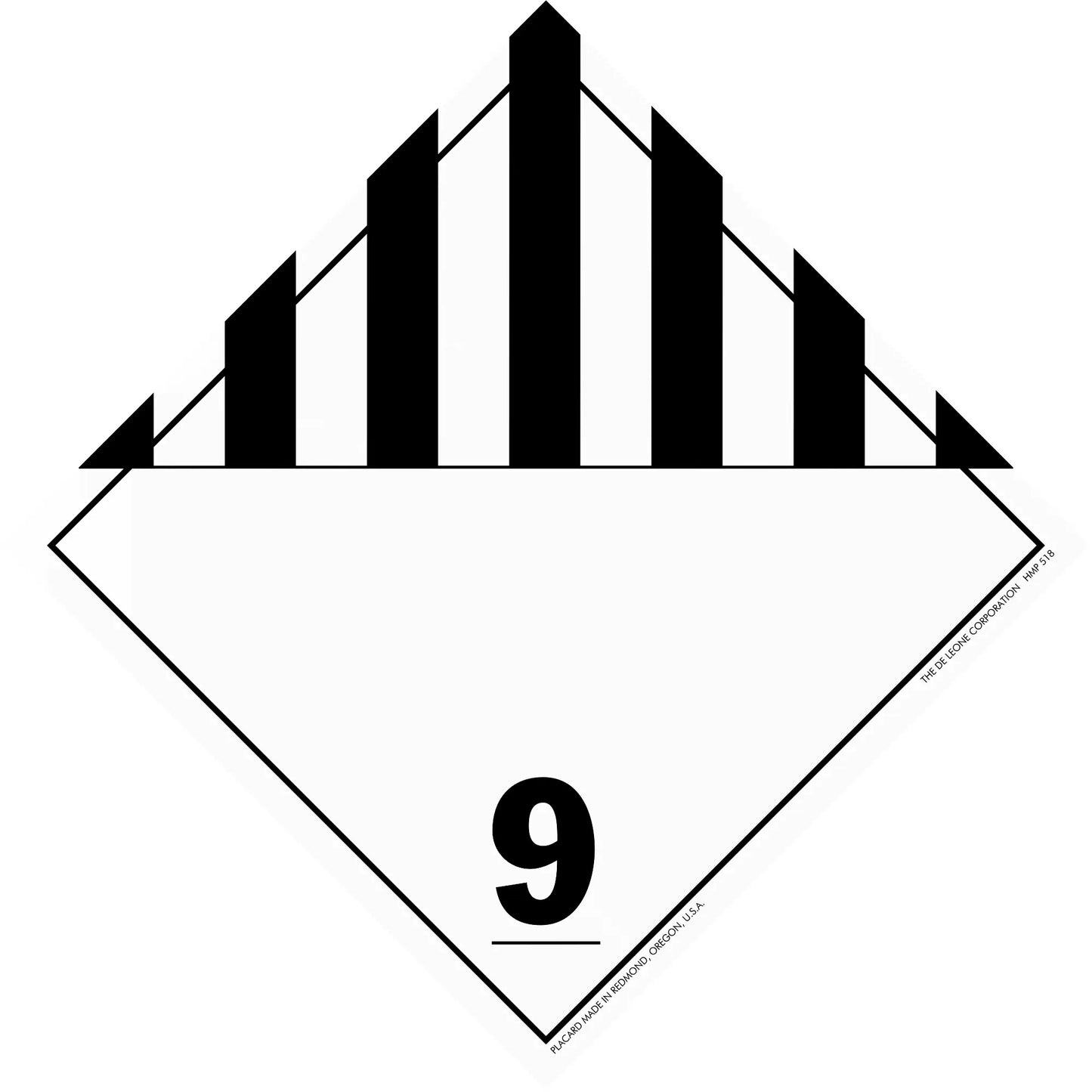 Hazardous materials warning placard with black stripes and number 9.