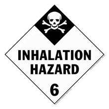 Warning sign for inhalation hazard class 6 with skull and crossbones symbol.