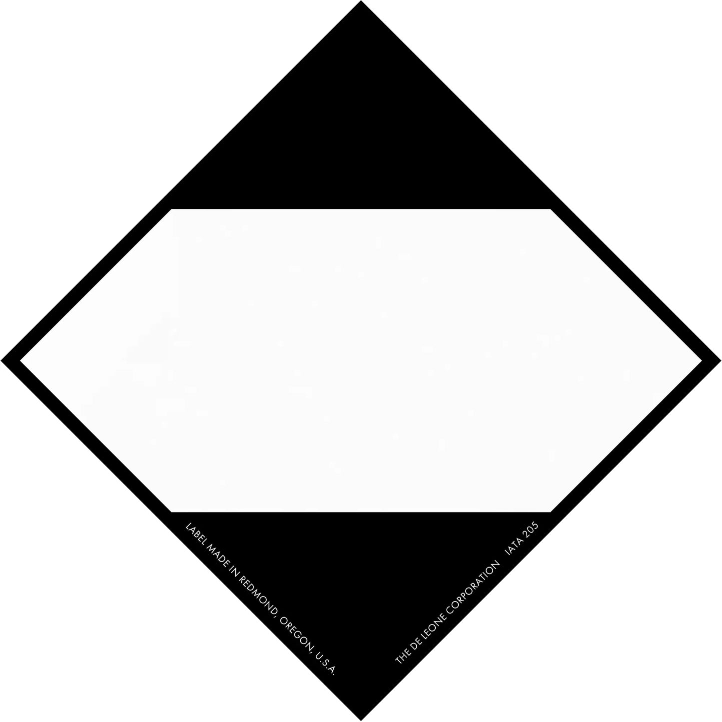 Black and white diamond-shaped placard with blank center space.