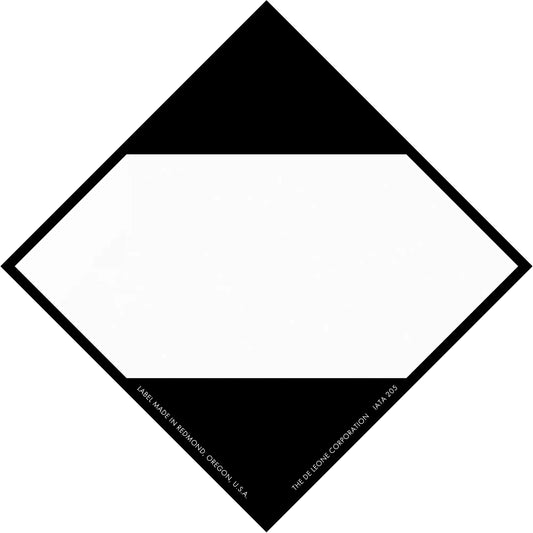 Black and white diamond-shaped placard with blank center space.