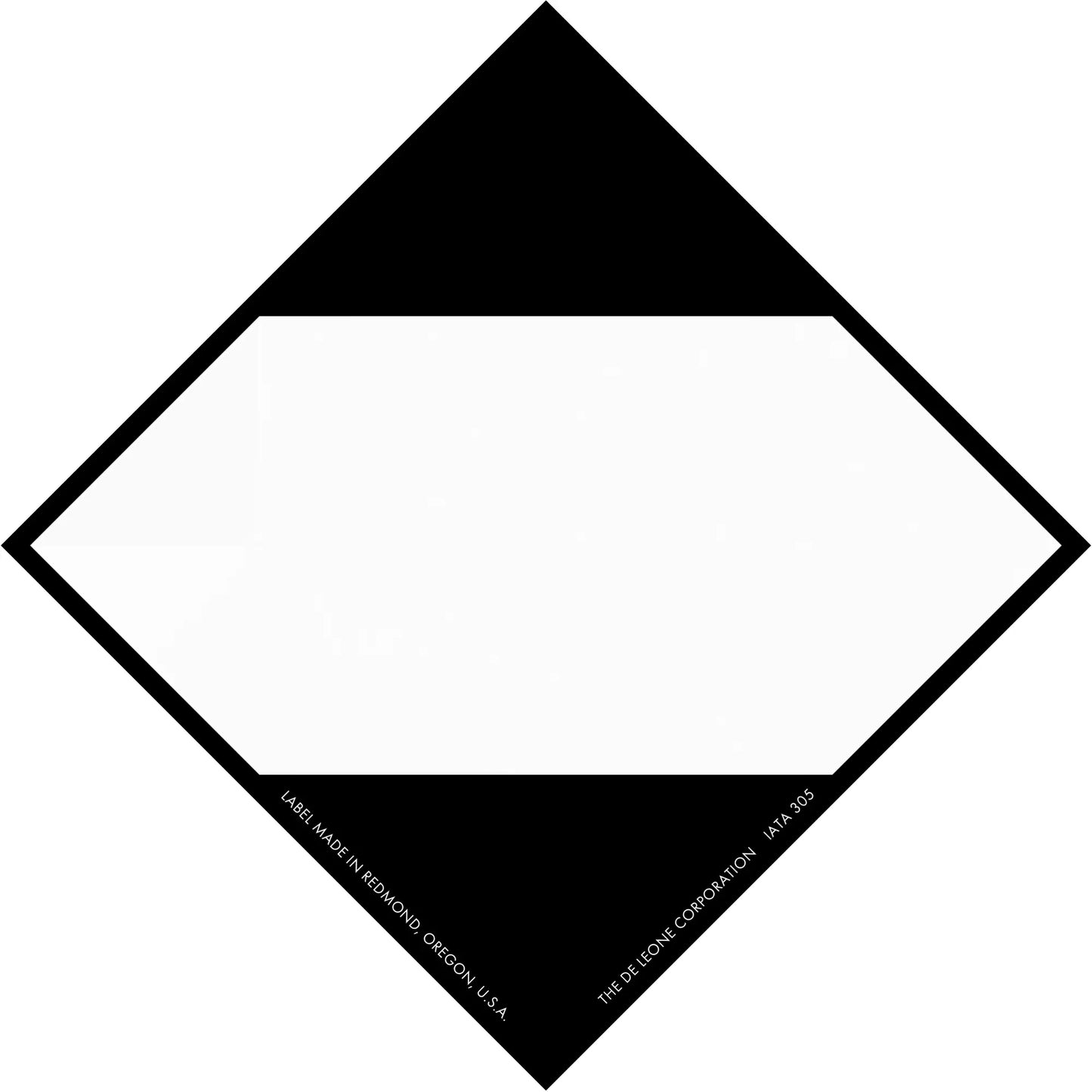 Black and white diamond-shaped placard with blank center space.