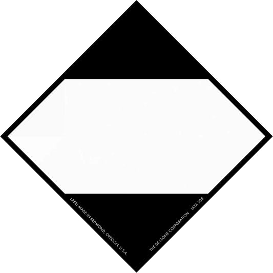 Black and white diamond-shaped placard with blank center space.