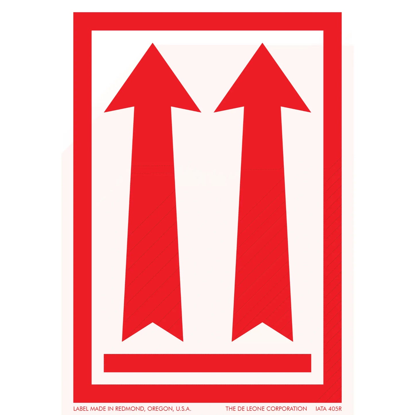 Two red upward-pointing arrows within a red rectangular border.