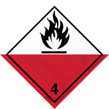 Hazardous material warning symbol for spontaneously combustible substances (Class 4).