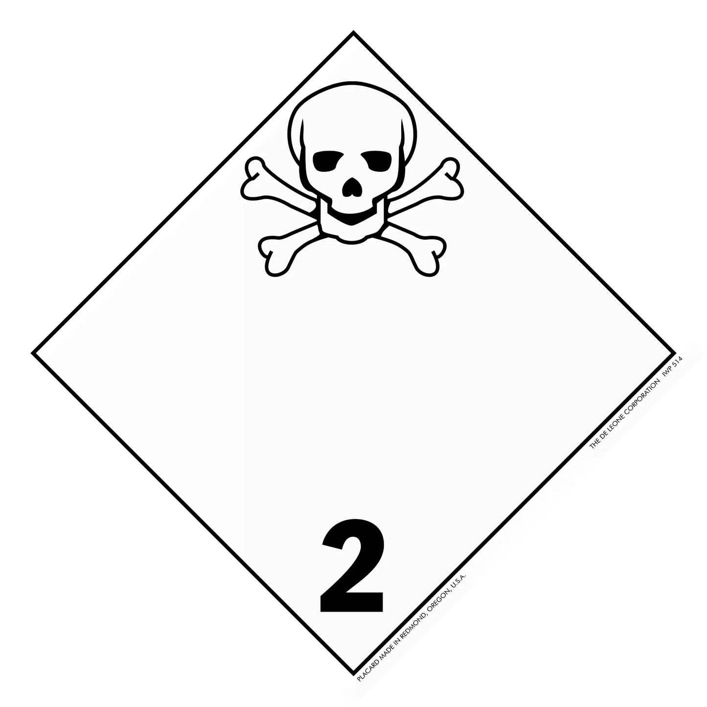 Warning placard with skull and crossbones symbol indicating toxic gases (hazard class 2).