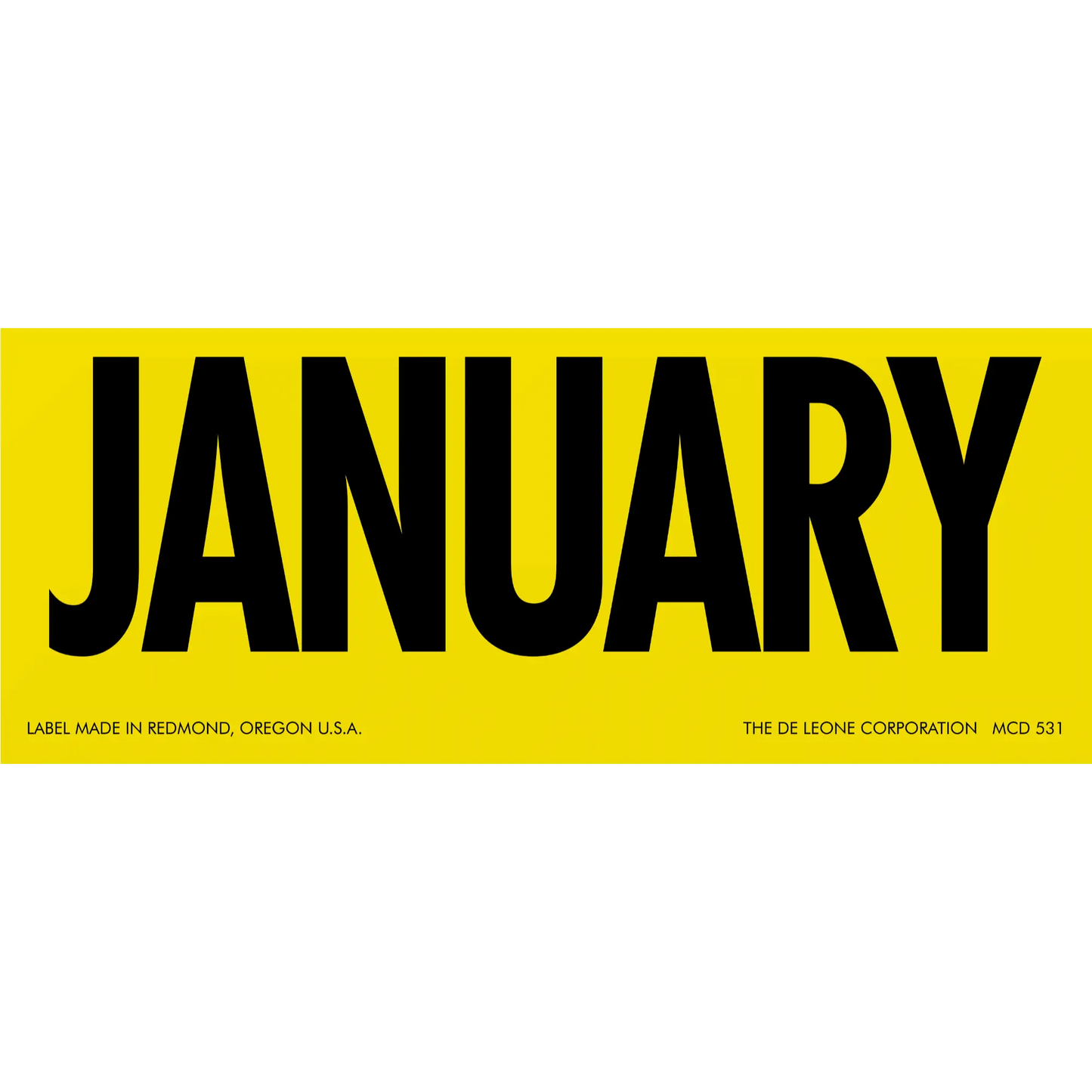 Bold black text spelling ’JANUARY’ on a yellow background label.