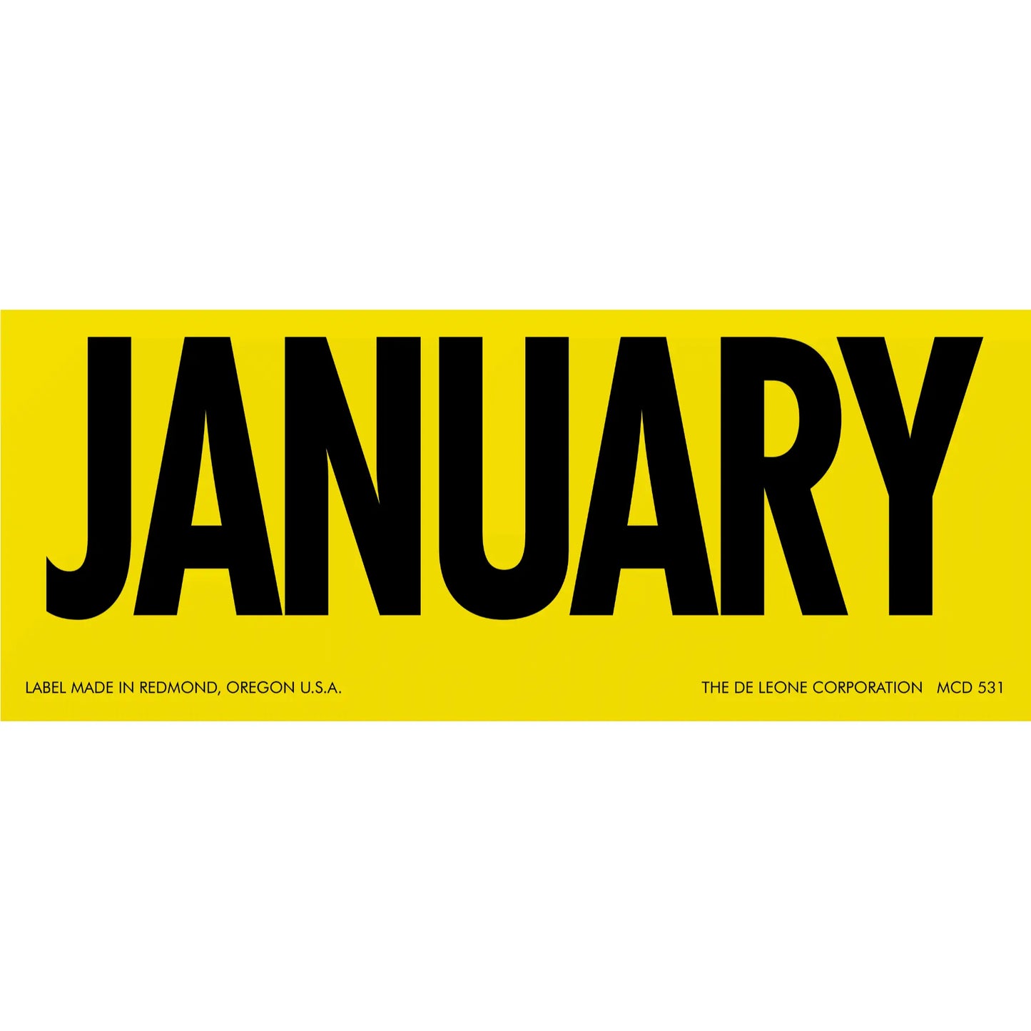 Bold black text spelling ’JANUARY’ on a yellow background label.