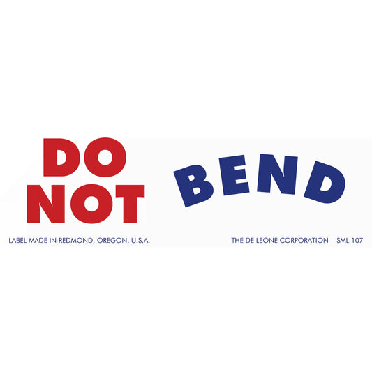 A ’DO NOT BEND’ label in red and blue text.