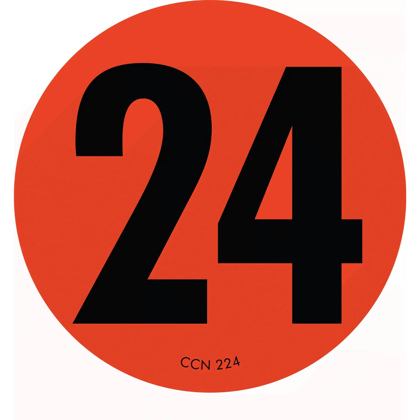 Black number 24 on a red circular background.