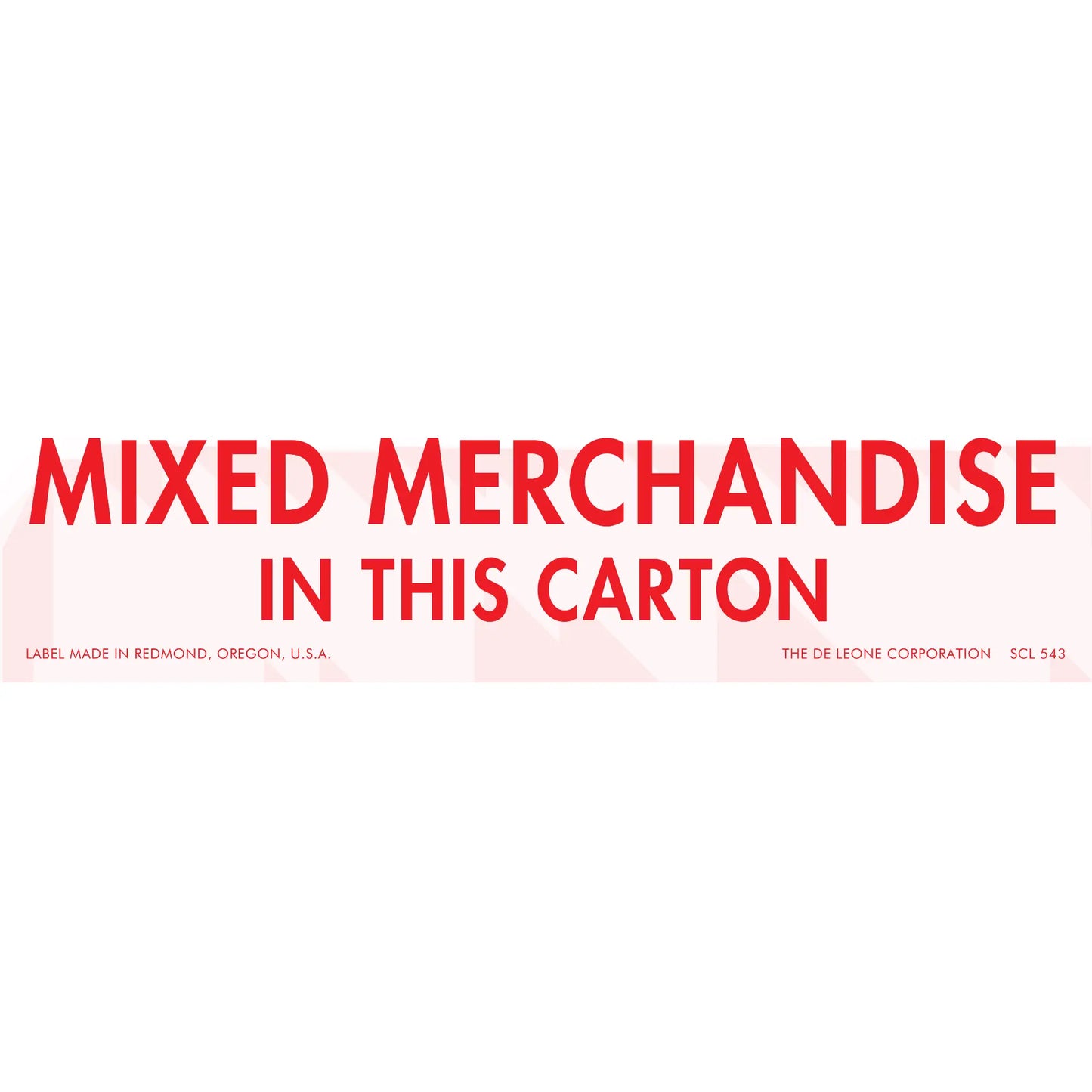 Red text label reading ’MIXED MERCHANDISE IN THIS CARTON’