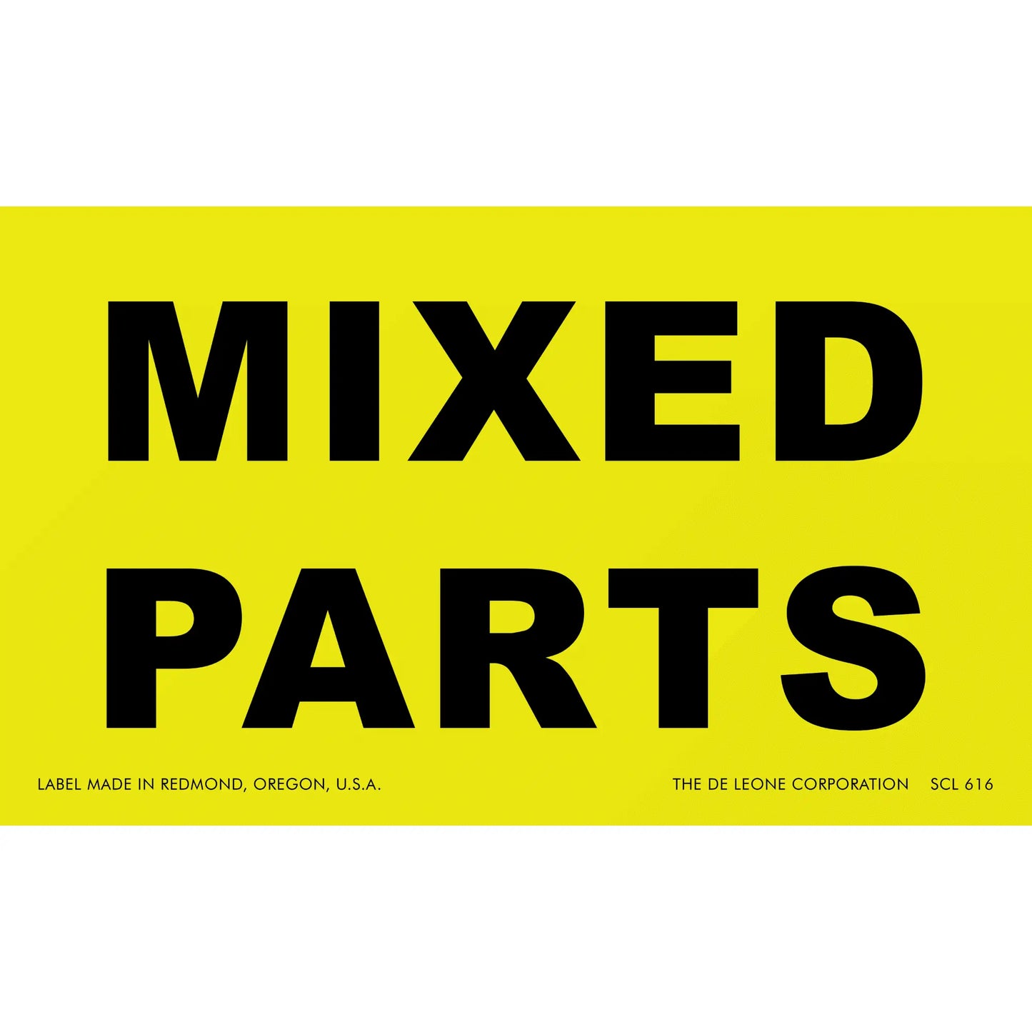 Yellow label with black text reading ’MIXED PARTS’